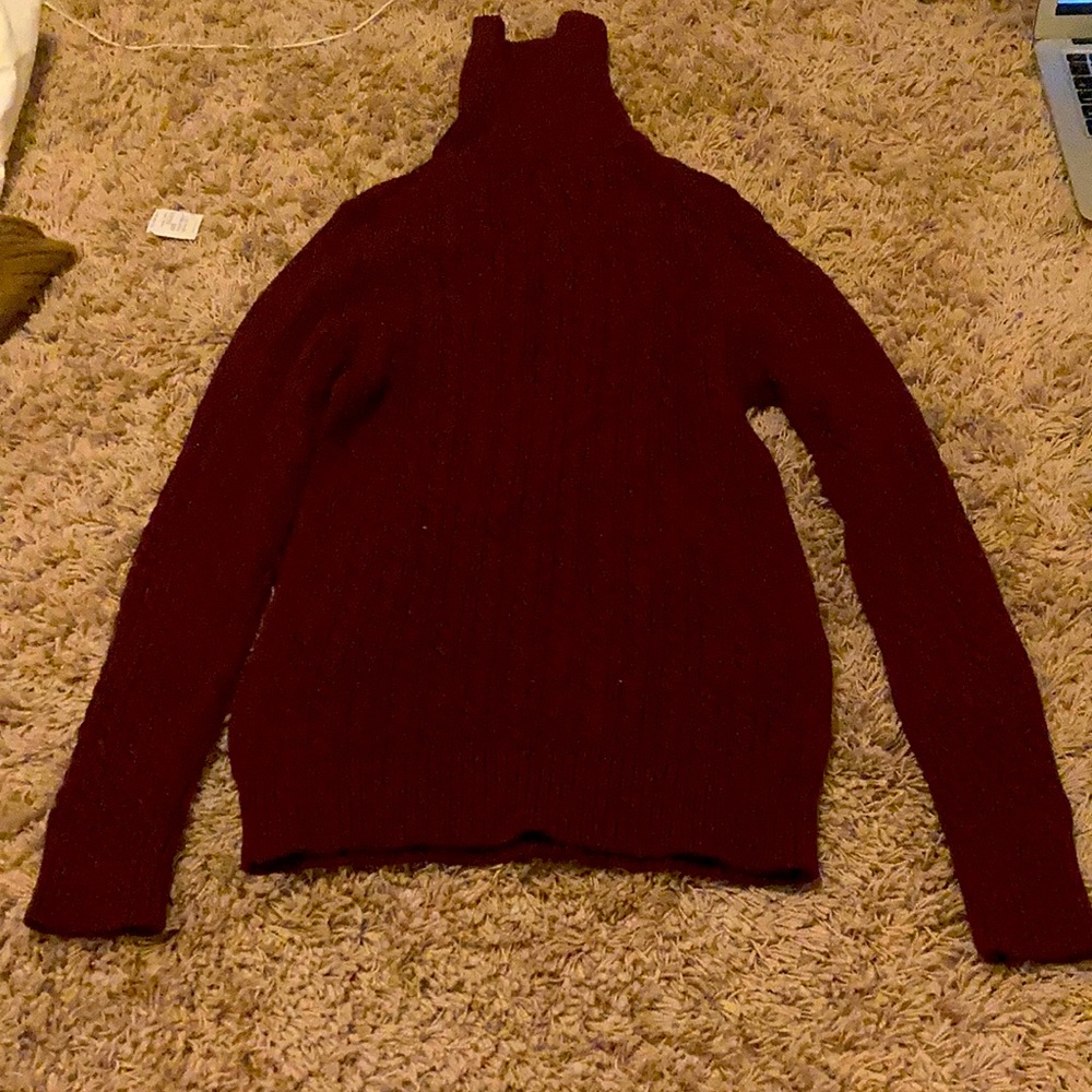 Burgundy cable knit sweater